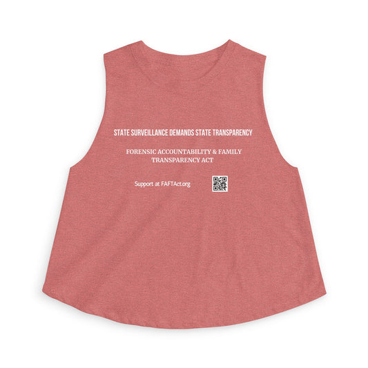 Women's Crop Top — "State Surveillance Demands State Transparency" Advocacy Tank