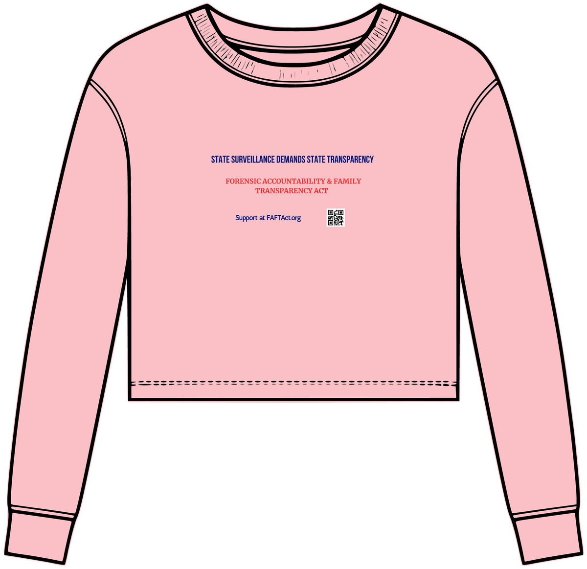 Women’s Crop Long Sleeve Tee – “State Surveillance” Graphic