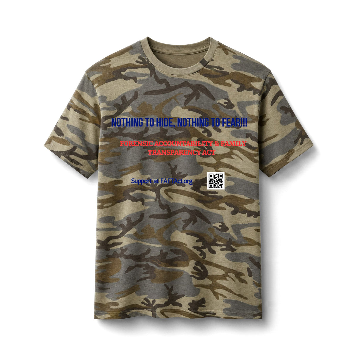 Camo Cotton Tee – "Nothing to Hide"