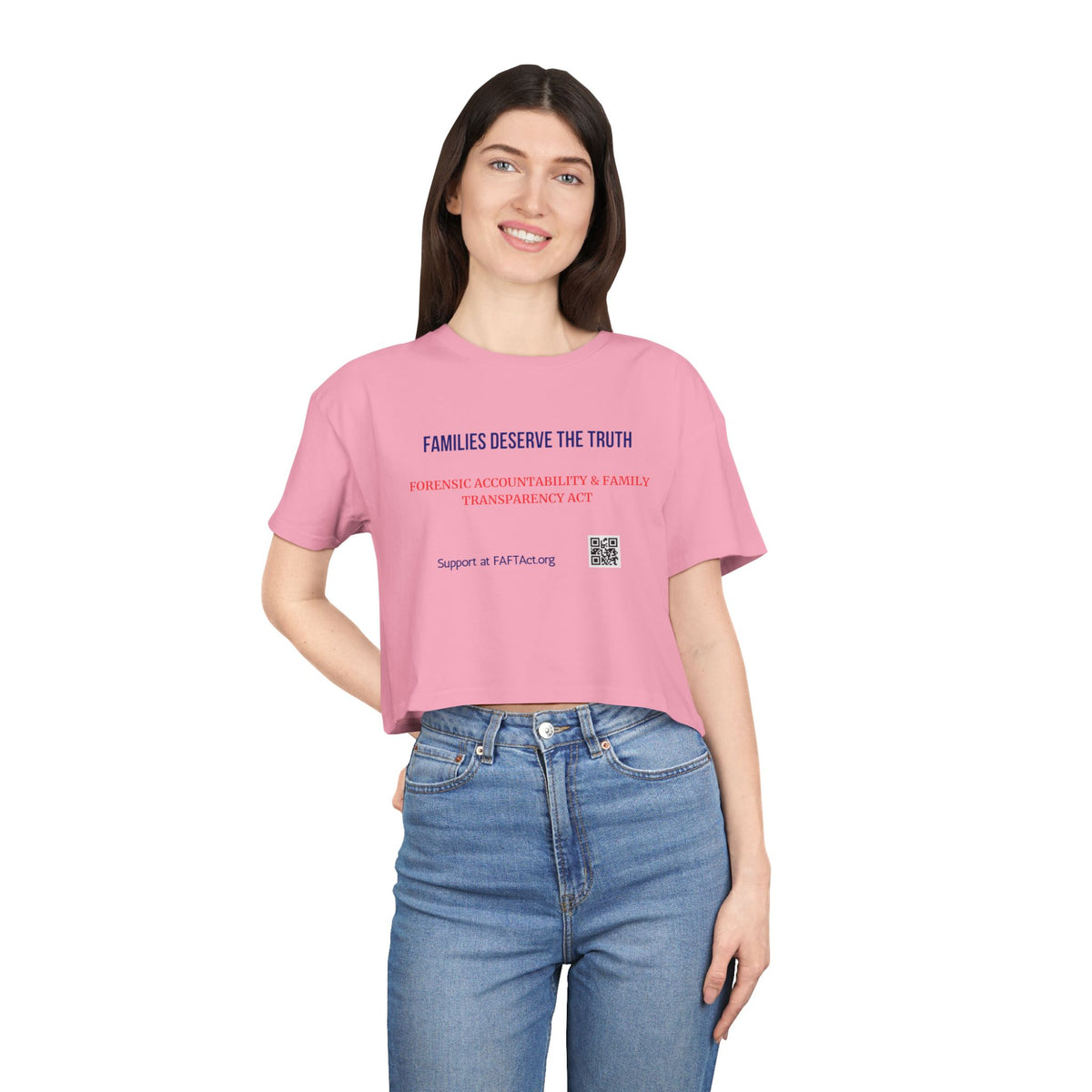 Women's Crop Families Deserve The Truth — Graphic Tee