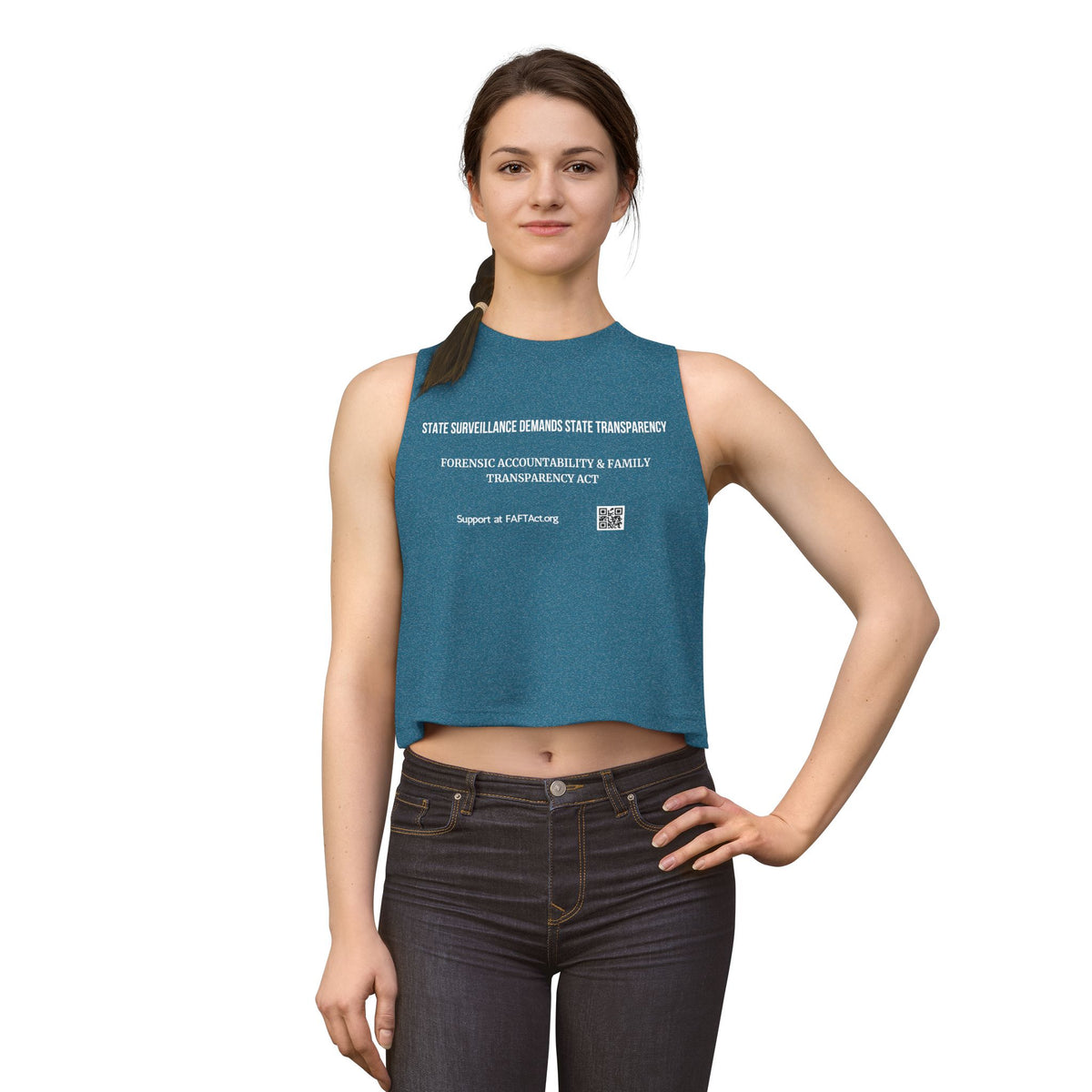 Women's Crop Top — "State Surveillance Demands State Transparency" Advocacy Tank