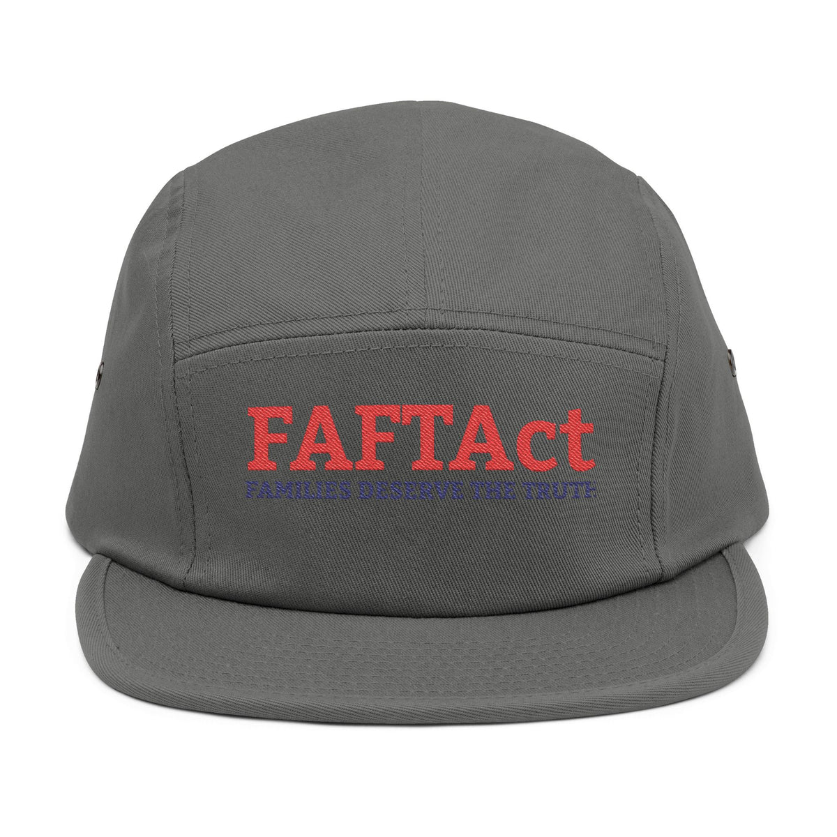 Embroidered FAFTAct Khaki 5-Panel Cap — 'Families Deserve the Truth'