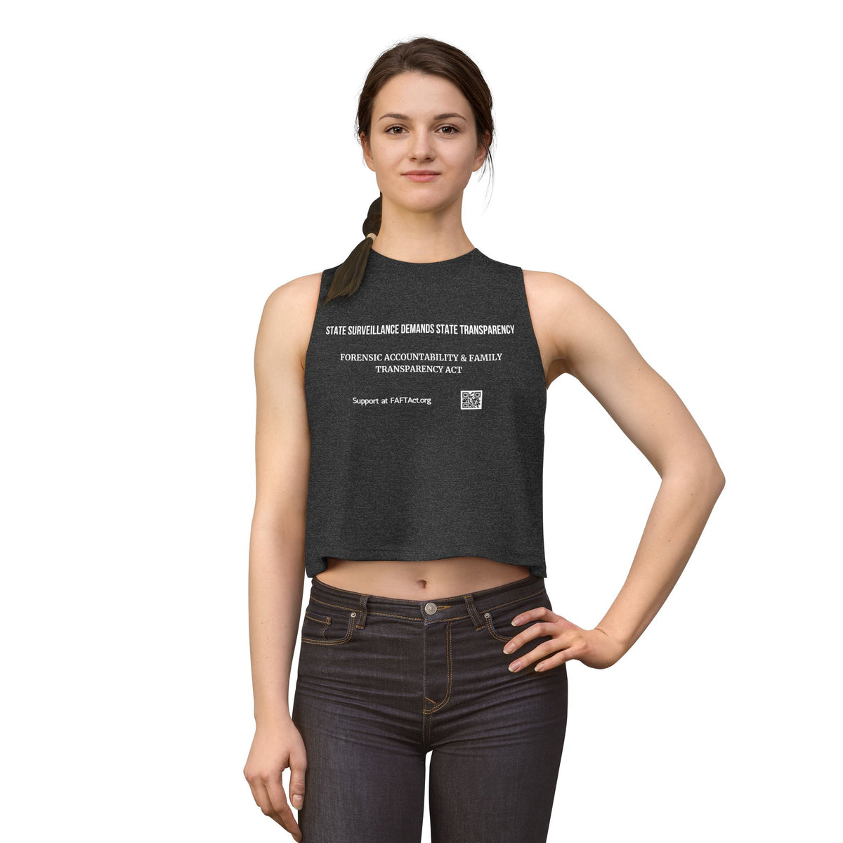 Women's Crop Top — "State Surveillance Demands State Transparency" Advocacy Tank