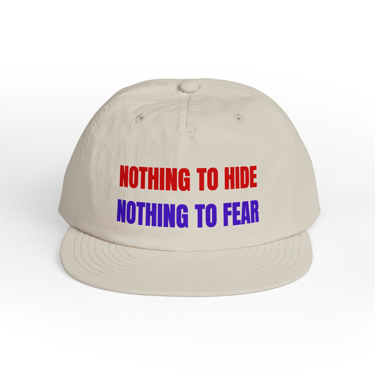 Surf Cap — "Nothing to Hide, Nothing to Fear" Embroidered Streetwear Hat