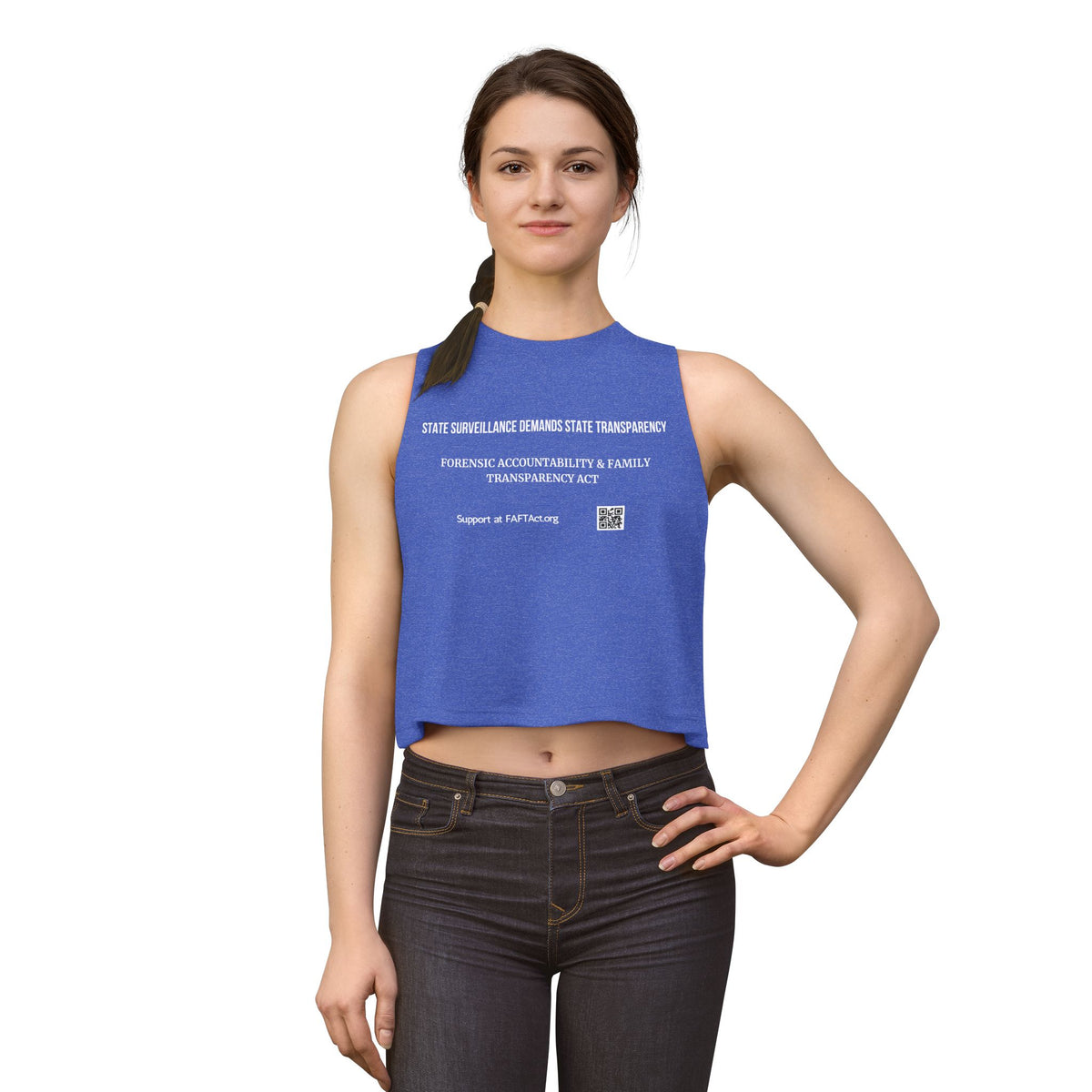 Women's Crop Top — "State Surveillance Demands State Transparency" Advocacy Tank