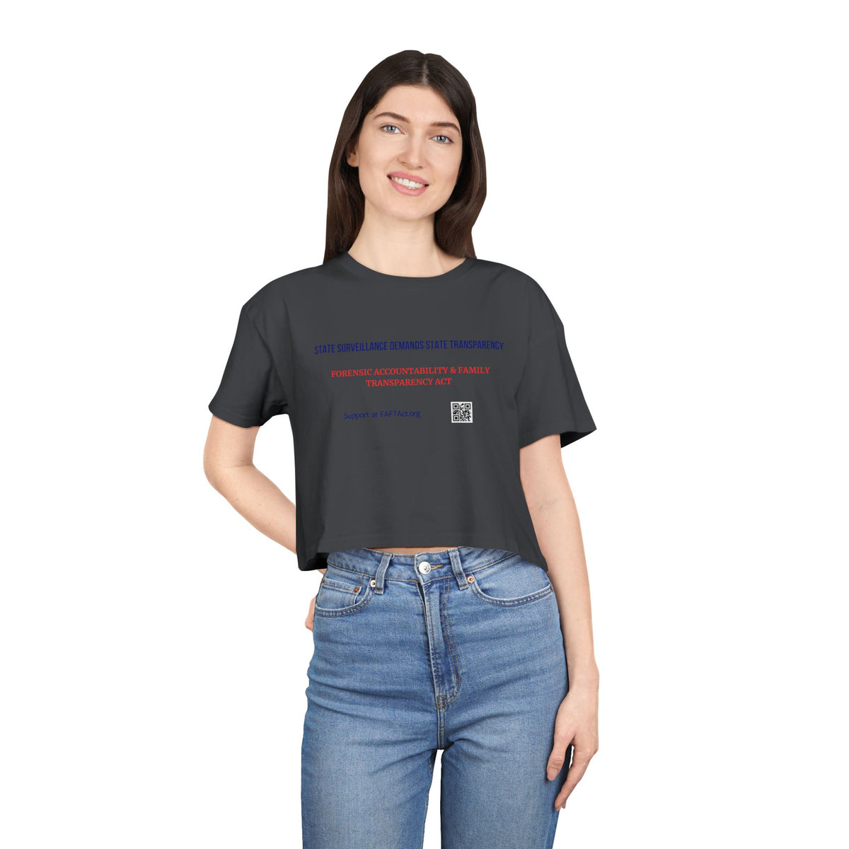 Women's Crop State Surveillance Demands State Transparency — Graphic Tee