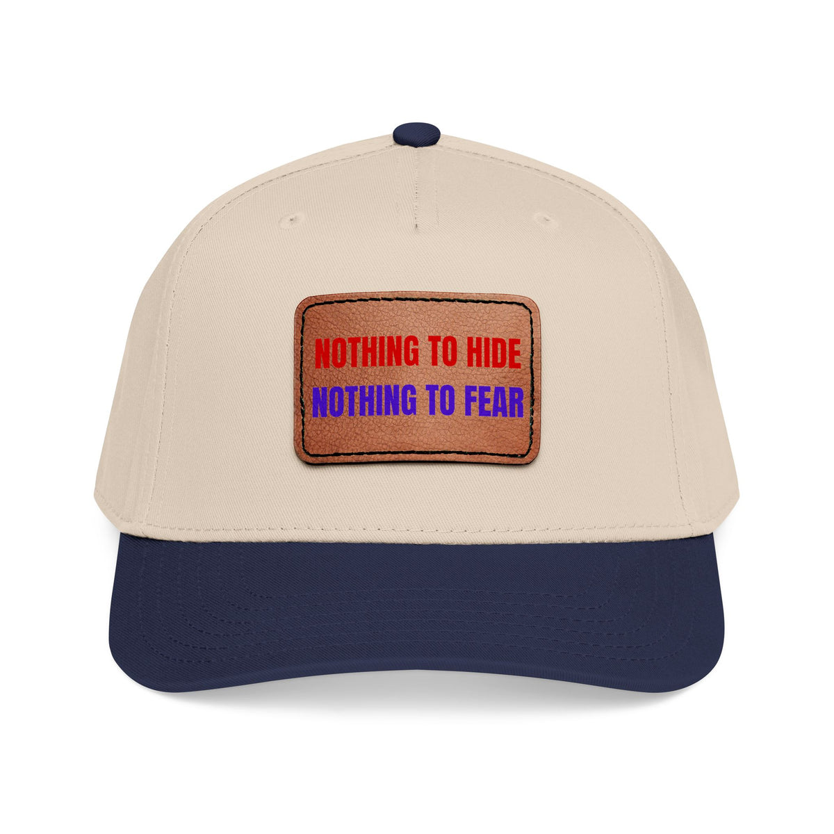 Nothing to Hide Mid Profile Baseball Cap with Leather Patch (Rectangle)