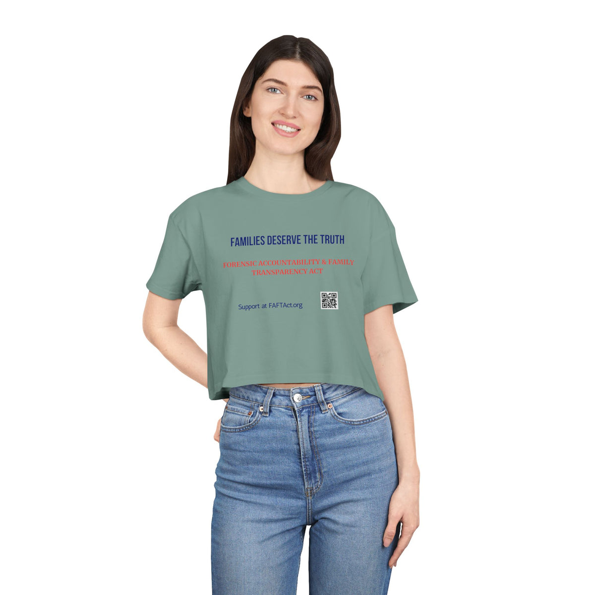 Women's Crop Families Deserve The Truth — Graphic Tee