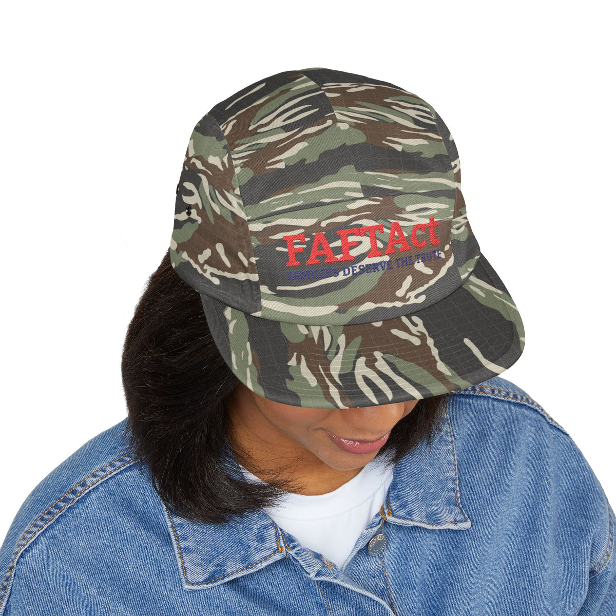 Embroidered FAFTAct Khaki 5-Panel Cap — 'Families Deserve the Truth'