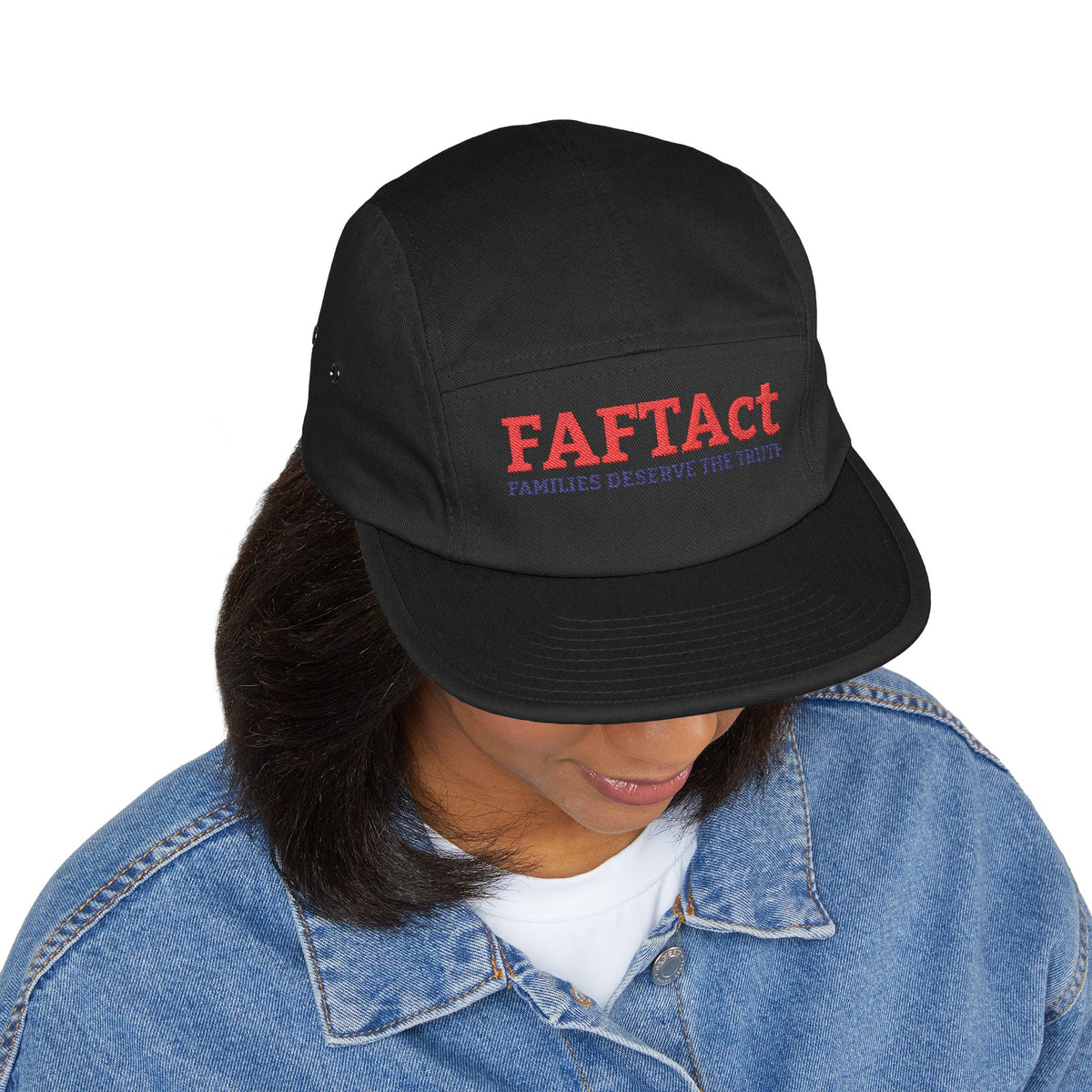 Embroidered FAFTAct Khaki 5-Panel Cap — 'Families Deserve the Truth'