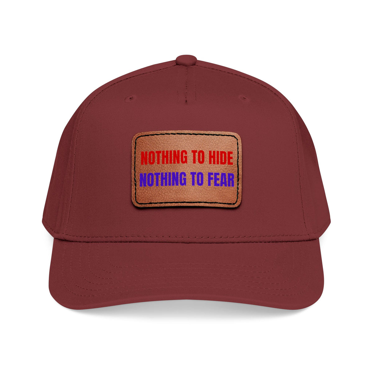 Nothing to Hide Mid Profile Baseball Cap with Leather Patch (Rectangle)