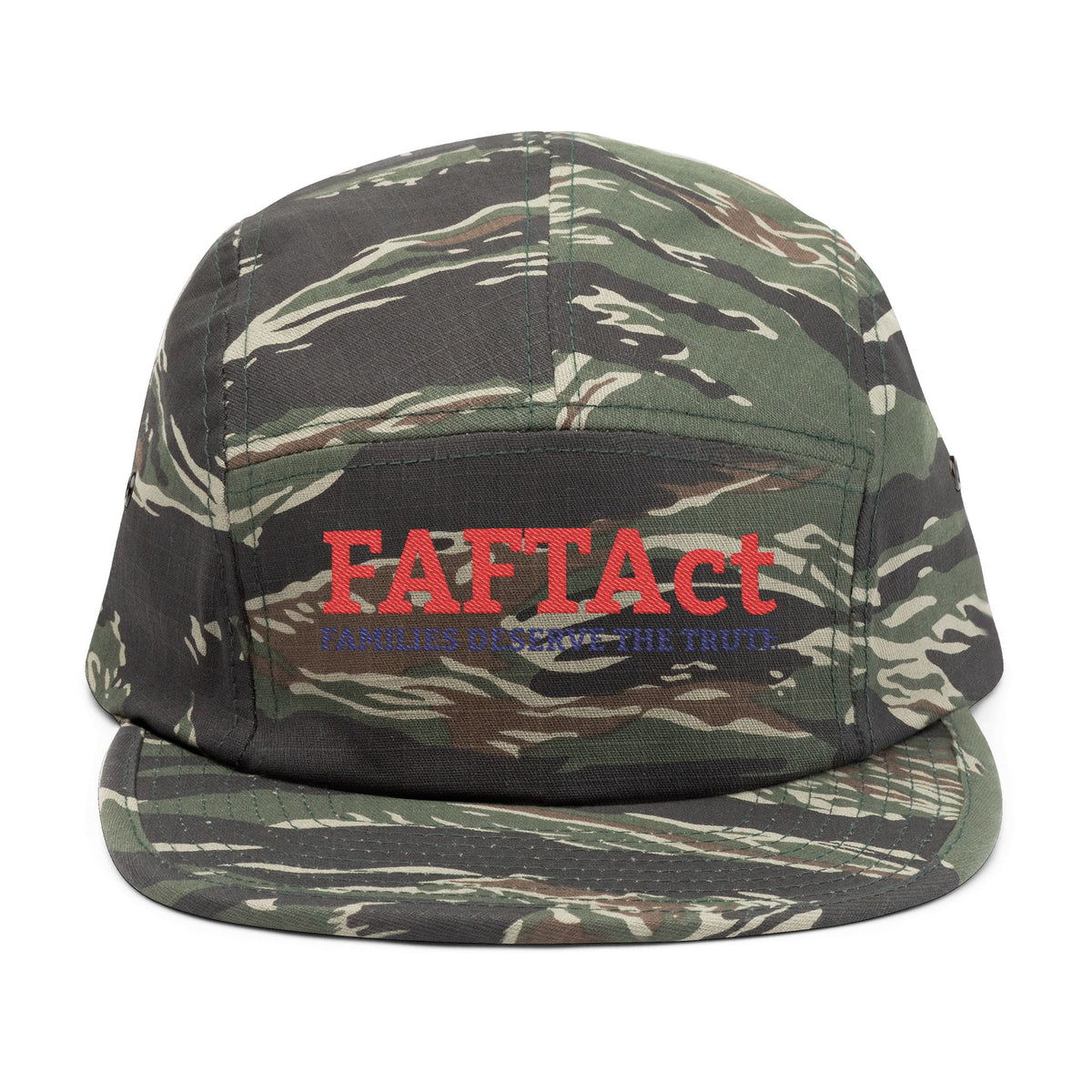 Embroidered FAFTAct Khaki 5-Panel Cap — 'Families Deserve the Truth'