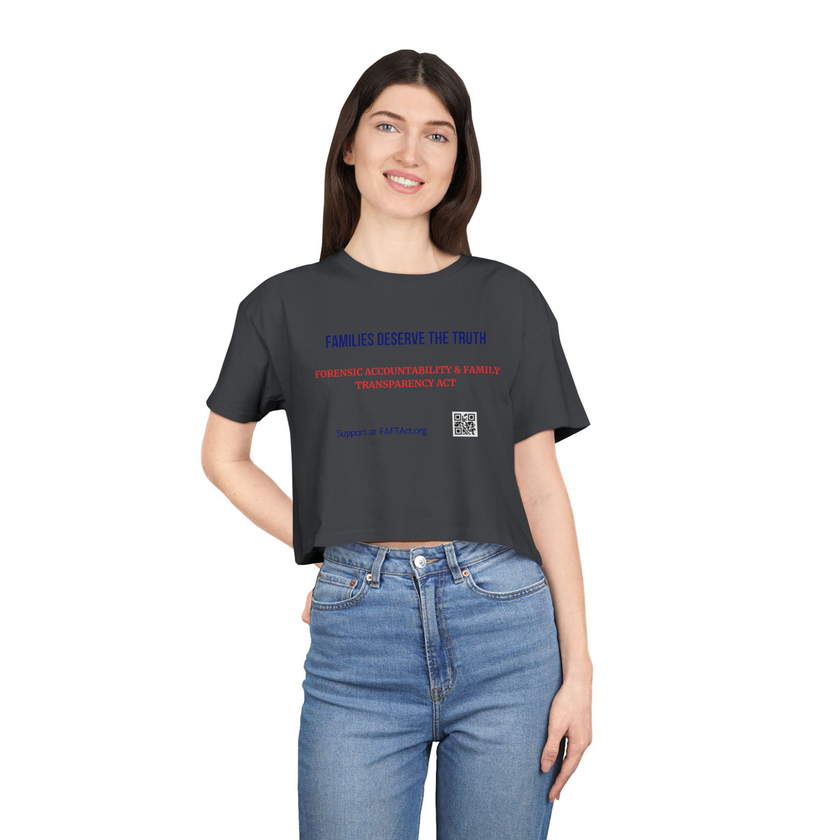 Women's Crop Families Deserve The Truth — Graphic Tee