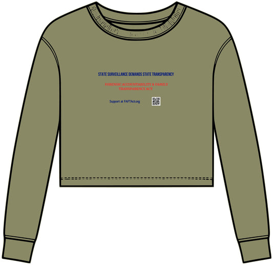 Women’s Crop Long Sleeve Tee – “State Surveillance” Graphic
