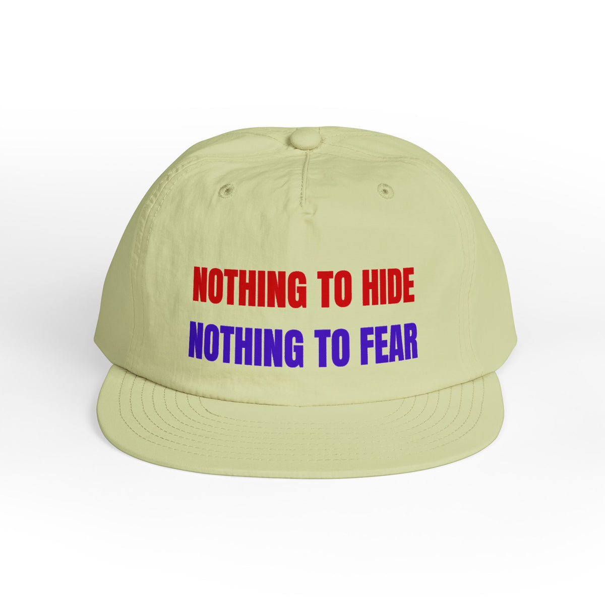 Surf Cap — "Nothing to Hide, Nothing to Fear" Embroidered Streetwear Hat