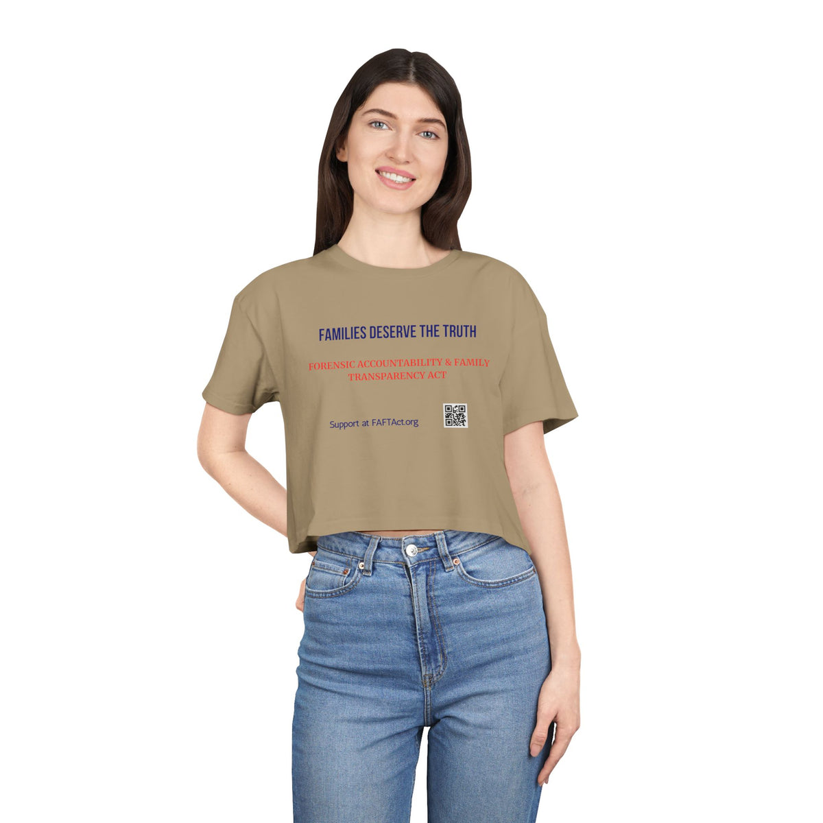 Women's Crop Families Deserve The Truth — Graphic Tee