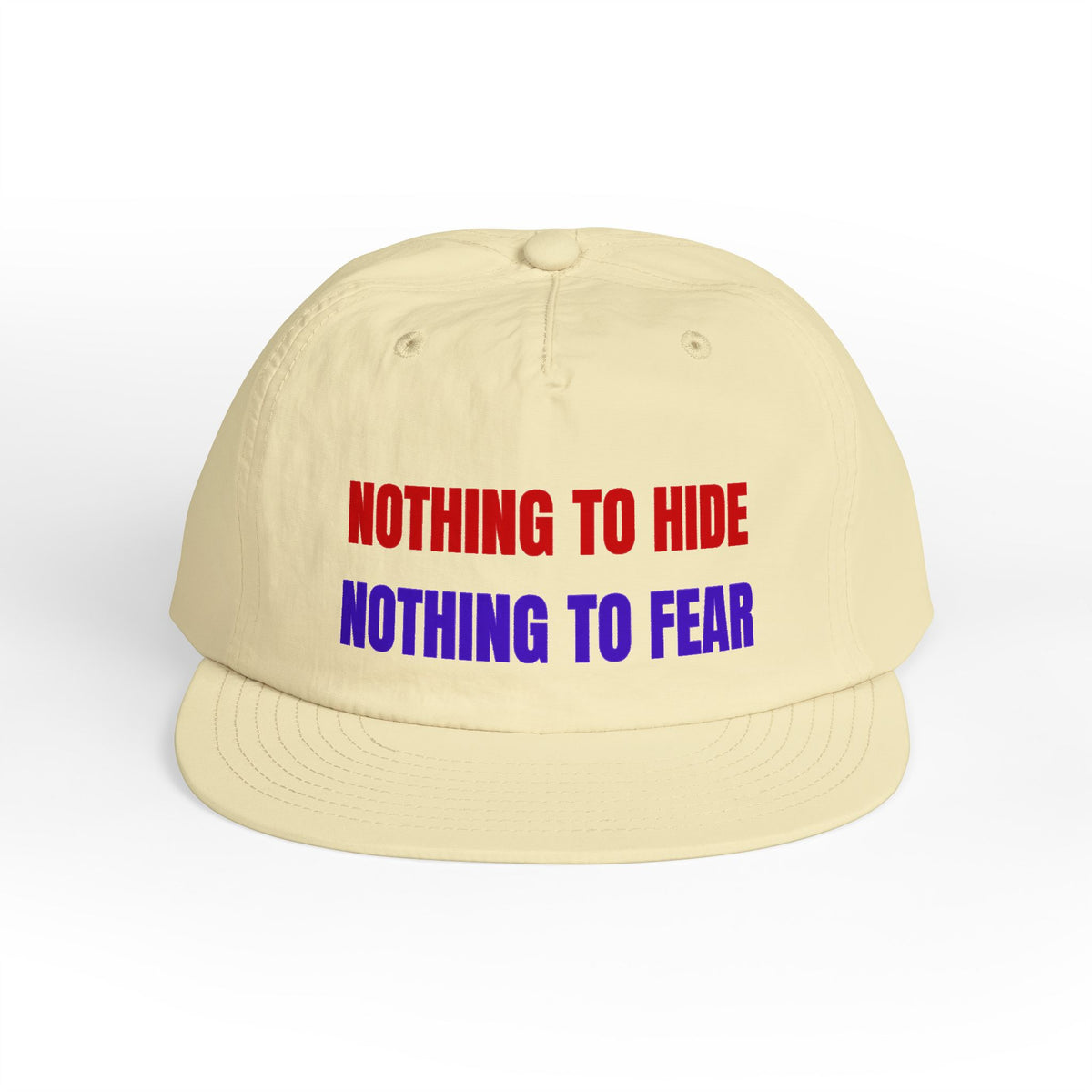 Surf Cap — "Nothing to Hide, Nothing to Fear" Embroidered Streetwear Hat