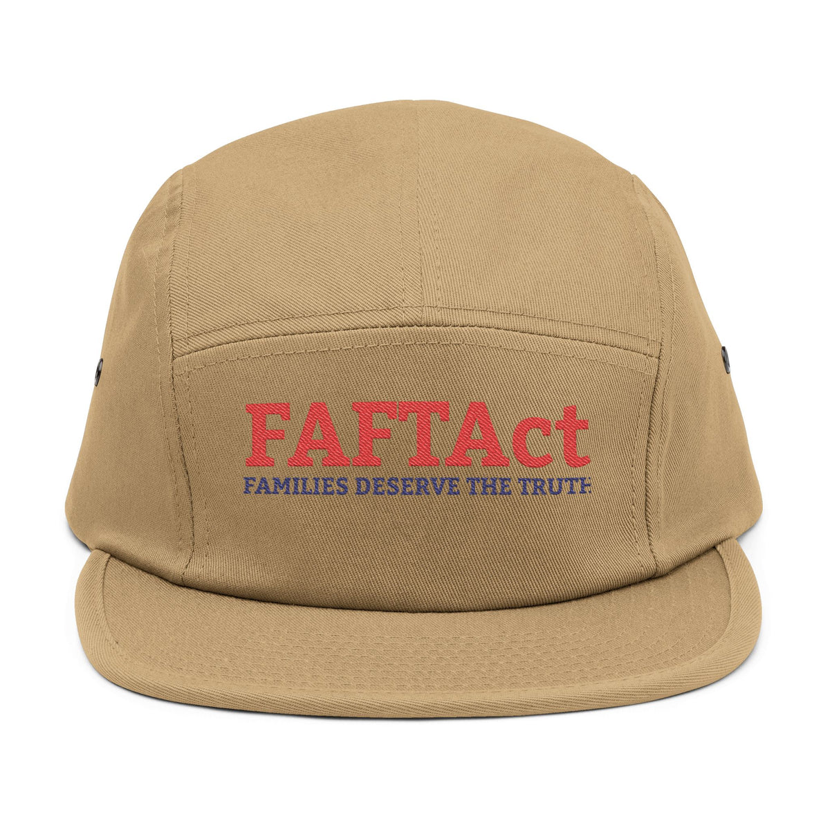 Embroidered FAFTAct Khaki 5-Panel Cap — 'Families Deserve the Truth'