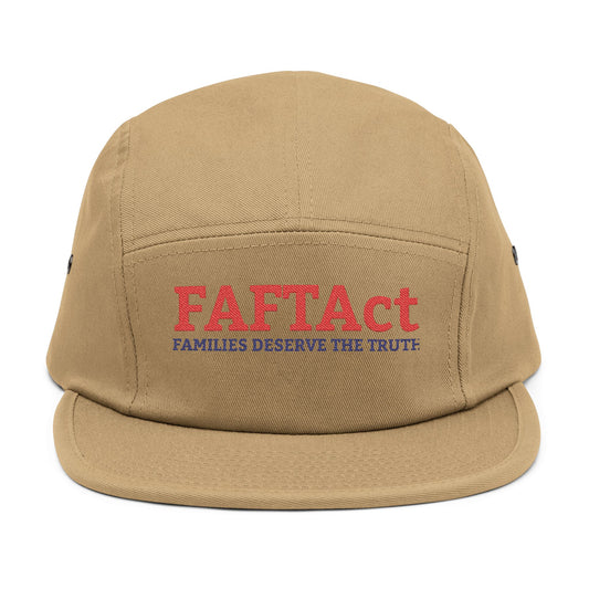 Embroidered FAFTAct Khaki 5-Panel Cap — 'Families Deserve the Truth'