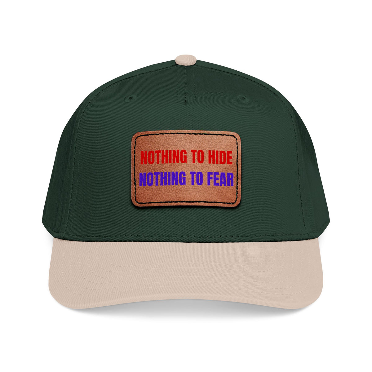 Nothing to Hide Mid Profile Baseball Cap with Leather Patch (Rectangle)