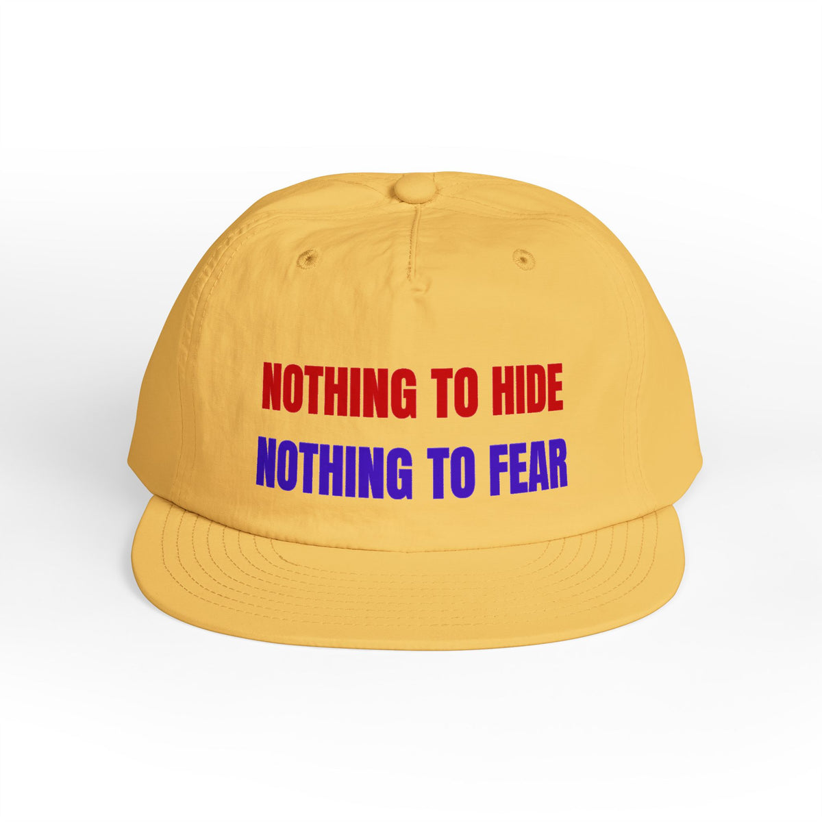 Surf Cap — "Nothing to Hide, Nothing to Fear" Embroidered Streetwear Hat