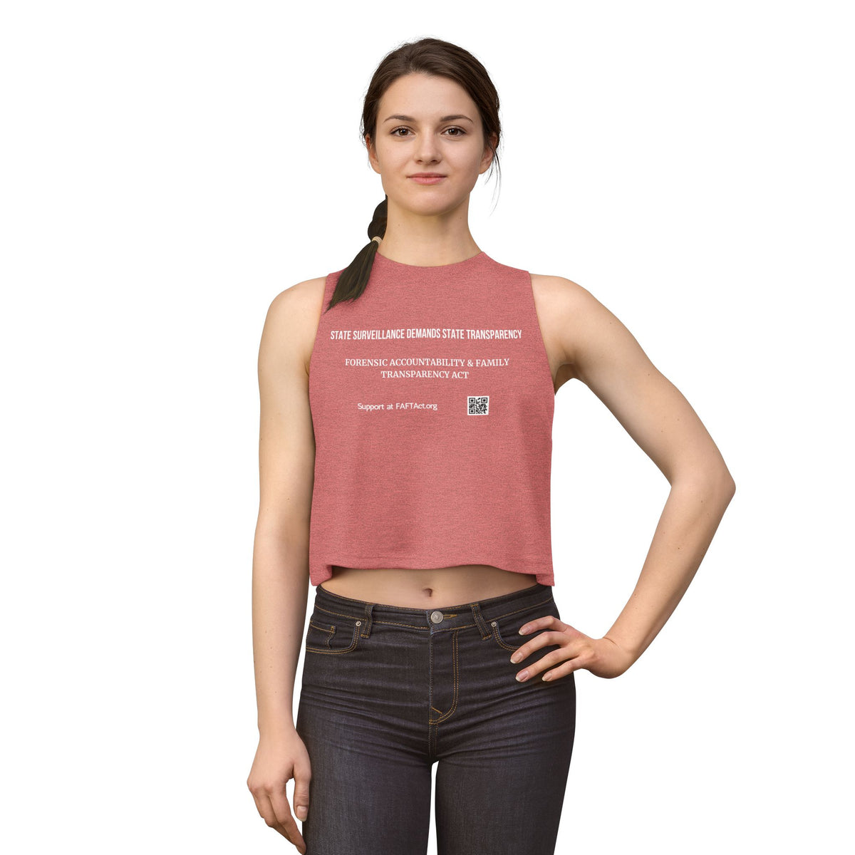 Women's Crop Top — "State Surveillance Demands State Transparency" Advocacy Tank