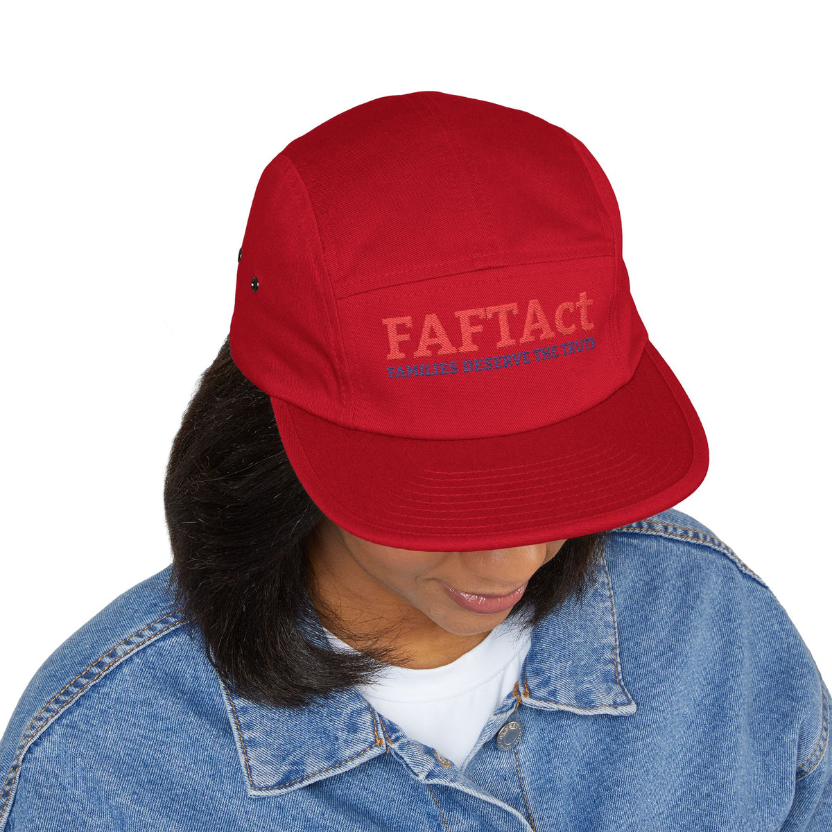 Embroidered FAFTAct Khaki 5-Panel Cap — 'Families Deserve the Truth'