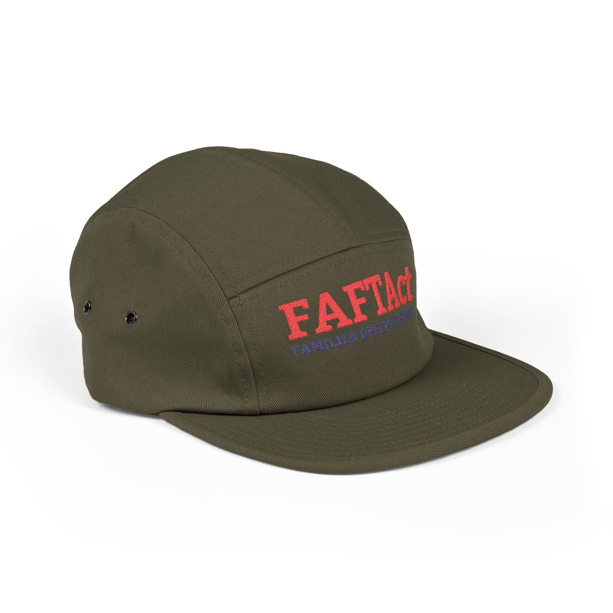 Embroidered FAFTAct Khaki 5-Panel Cap — 'Families Deserve the Truth'